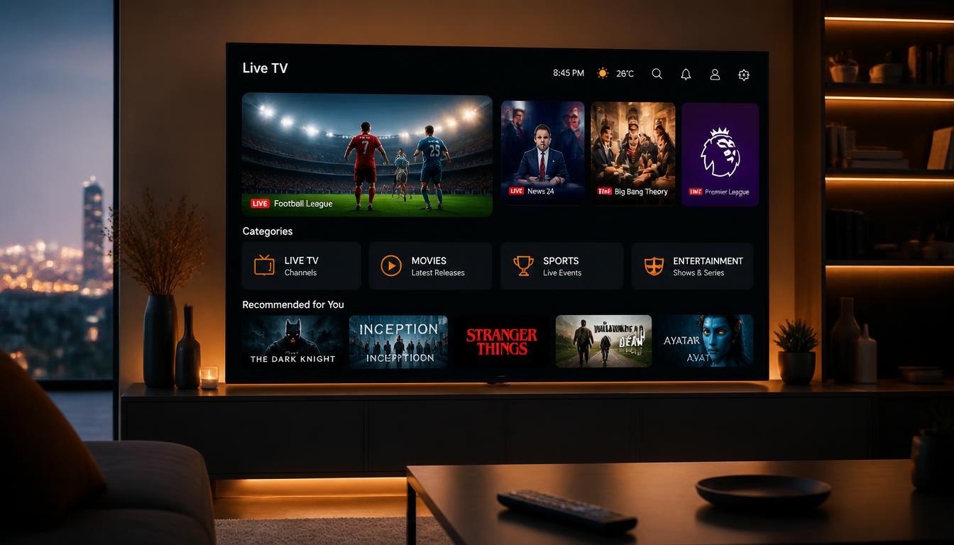 Smart TV LG con webOS ejecutando una aplicación IPTV
